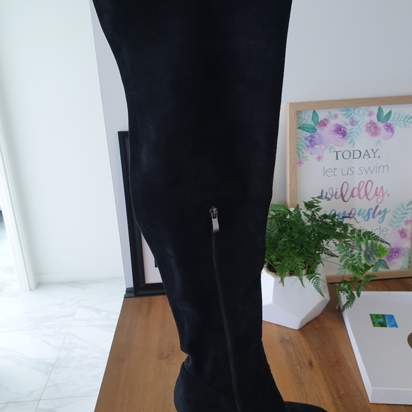 Wanted Black Suede Thigh High Boots - Picture 4 of 9